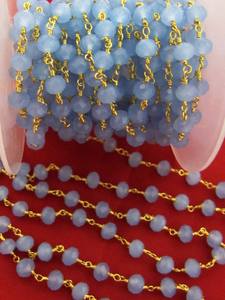 Blue Chalcedony Rondelle 6mm Hydro Quartz Faceted Beaded <b>Rosary</b> Chain - Product Image 3