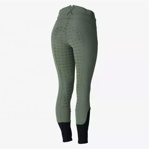 Pantalon d'équitation pour femme Lawd Sports, taille haute, longueur intégrale, fermeture éclair, extensible dans quatre directions, coupe ajustée, respirant, noir uni - Product Image 3
