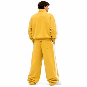Sudadera Oversize de Estilo Urbano con Rayas en Contraste y Cuello Alto, Joggers de Pierna Ancha, Sudaderas con Capucha de Forro Polar Premium de Alto Gramaje con Estampado Personalizado ODM - Product Image 2