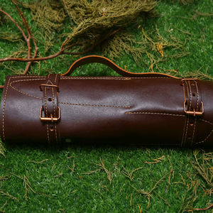 Juego de Cuchillos de Cocina de 5 Piezas de Acero de Damasco Forjado a Mano con Mango de Hueso y Bolsa de Cuero - Product Image 5