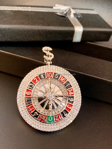 Colgante de rueda de ruleta de plata Iced-Out Cz Stones Colgante Personalizar Encanto hecho a mano Iced Out Diamond Pendant - Product Image 3