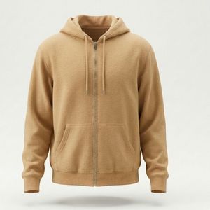 Sweat-shirt à capuche zippé intégral en molleton premium pour homme, en mélange de coton épais, style streetwear décontracté avec poche kangourou - Product Image 1