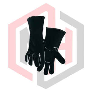 Guante de Soldadura Negro Forrado con Cuero Vacuno, Puño Tejido de 16 Pulgadas, Antiestático, Resistente a Desgarros, Sin Silicona - Product Image 3
