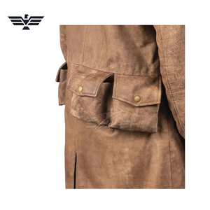 <b>Men's</b> Long <b>Suede</b> Motorcycle <b>Jacket</b> Stand Collar Vintage Casual Winter Outerwear Brown Regular Fit Faux Fur Lining Windproof - Product Image 5