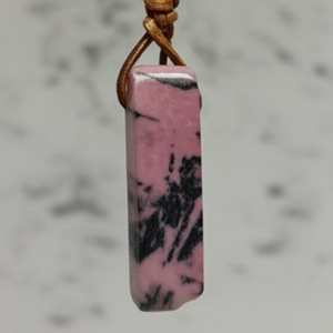 Rhodonite Bloom Natural Crystal Pendant Necklace with Adjustable <b>Rope</b> <b>Chain</b> for Men and Boys - Product Image 3