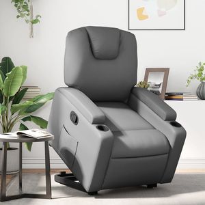 Silla reclinable de cuero sintético gris - Product Image 1