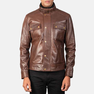 Chaqueta de Cuero para Hombre, Diseño Personalizado 2026, Color Marrón Oscuro, Manga Larga, Bolsillos Delanteros, Cierre de Cremallera, para Invierno - Product Image 3