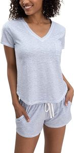 High Stretchable Short Sleeve Women's Casual & loungewear <b>Twin</b> <b>Set</b> Good Quality V-Neck Short Sleeve T-Shirts & Shorts <b>Sets</b> - Product Image 2