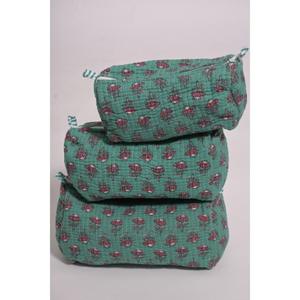 Bolsa de Cosméticos Grande de Algodón Estampado Indio para Uso Diario, Bolsa de Maquillaje Hecha a Mano, Estuche de Viaje con Cierre para Mujer - Product Image 5