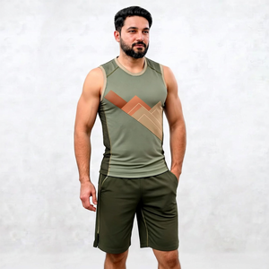 Men's American Flag Print Tank Top And Shorts <b>Set</b> Sublimation <b>Knitted</b> Polyester Sporty Summer Outfit Crew Neck - Product Image 6