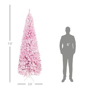 Albero di Natale Artificiale Rosa in PE, a Forma di Pino Realistico, Sottile, Effetto Neve, Non Illuminato, Alto 2,3 m, per Atmosfera Calda - Product Image 3