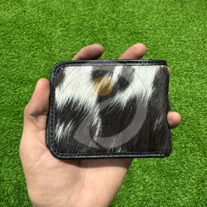 Portefeuille de luxe fait main en cuir de vachette véritable pour homme, fin, avec porte-cartes et extérieur en cuir à poils longs - Product Image 5