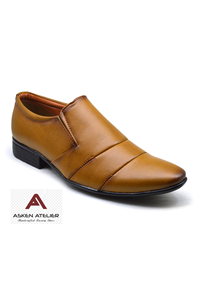 Men's Classic Formal Slip-On Leather Breathable Soft Dress Shoes with Round <b>Toe</b> Elegant Business & Office Shoes <b>by</b> Asken Atelier - Product Image 5