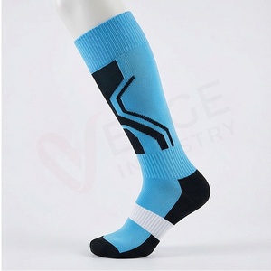Men's <b>Knee</b> <b>High</b> <b>Socks</b> Blue Black Geometric Pattern Knitted Breathable Sports <b>Socks</b> Summer Regular Style - Product Image 3