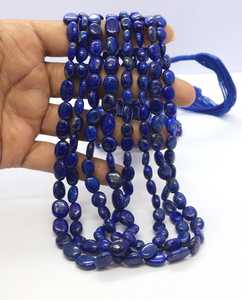 Perles ovales lisses en Lapis Lazuli naturel AAA, 6x8 MM, perles de pierre précieuse Lapis Lazuli bleu naturel, 16 pouces, perles ovales Lapis simples - Product Image 1