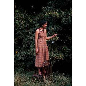 เดรสวินเทจพิมพ์ลายแขนกุดทรงเอไลน์ผ้าฝ้ายสำหรับผู้หญิงใส่ลำลองช่วงฤดูร้อน - Product Image 1