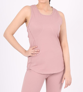 Nouveauté : Débardeur Femme Été Uni Respirant Tissu Extensible Élégant Rose Pâle Sans Manches Tendance Tenue de Fitness - Product Image 3