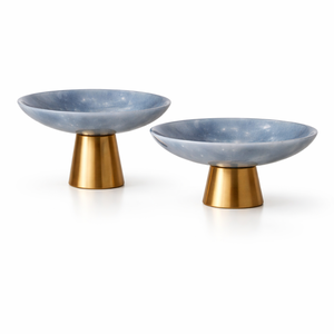 Cuencos Decorativos de Mármol Ámbar Oscuro con Base Dorada para Sala de Estar, Centro de Mesa Elegante para Comedor, Cuencos de Decoración de Lujo para el Hogar - Product Image 3