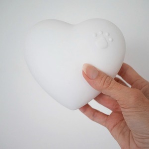 White Heart Shaped <b>Pet</b> <b>Urn</b> with Paw Print Design Keepsake <b>Urn</b> for <b>Pet</b> Ashes With Stand & Free Velvet Box - Product Image 1