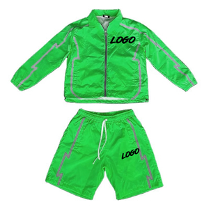 2026 Men Sets Two Piece Custom Windbreaker Shorts and Jacket Tracksuits breathable <b>Zip</b> <b>up</b> Nylon Two Piece Windbreaker Short Set - Product Image 6