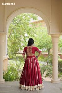 Lehenga de Rayón de Alta Calidad de 14 kg con Volantes y Encaje Gota Patti - Blusa Preconfeccionada con Bordado y Dori Latkan, Moda Femenina - Product Image 4