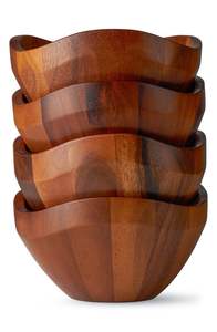 Ensemble de service léger en bois d'acacia poli de 7 pouces, vaisselle naturelle pour la cuisine, idéal pour salades, soupes, céréales et fruits - Product Image 2