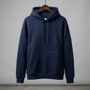 <b>Mens</b> <b>Navy</b> Blue Cotton <b>Fleece</b> Hoodie Pullover Sweatshirt Custom Streetwear Casual Hooded Sweatshirt Wholesale Clothing - Product Image 1