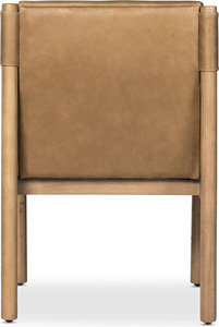 Fauteuil scandinave moderne Adaline en teck massif avec coussin en cuir, couleur naturelle écologique, meubles de salon intérieur - Product Image 2