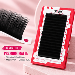 Suministros para Extensiones de Pestañas Charmlash al por Mayor, Extensiones de Pestañas Ultra Velvet Mate, Pestañas de Volumen Negro Mate C CC D DD - Product Image 1