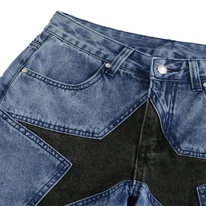 Shorts d'été pour hommes, style patchwork en denim, coupe ample, longueur genou, décontracté, streetwear, jean - Product Image 3