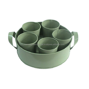 Ensemble de jardinières de créateur uni de haute qualité 2 pièces poignée en métal maison Restaurant jardin décoratif Pot Floral accessoires Drainage - Product Image 4