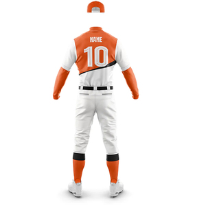 Ensemble uniforme de baseball pour hommes, orange et blanc, manches longues, pantalon en jersey sublimé avec numéro 10 et nom personnalisable - Product Image 3