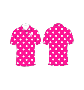 Mens Bright Pink White Polka Dot Polo Shirt Custom Sublimation Short Sleeve Summer Casual Breathable Lightweight Golf Shirt - Product Image 3
