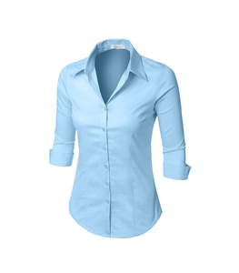 Chemise de bureau pour femme, design personnalisé, fabrication directe d'usine, manches longues, coupe classique, pour diverses nécessités professionnelles - Product Image 3