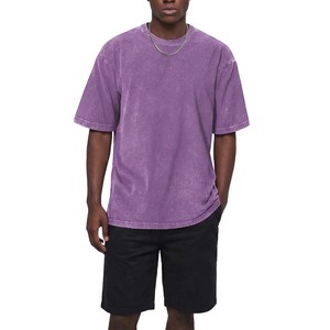 2026 Latest 100% Cotton OEM ODM <b>Men</b> Oversized Acid Wash <b>Purple</b> T <b>Shirt</b> Short Sleeve O Neck Blank Solid Casual Tee - Product Image 1