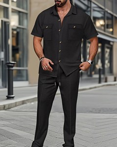 Ensemble d'été 2026 personnalisé pour homme : survêtement anti-statique en coton imprimé, t-shirt à manches courtes et short, prix de gros - Product Image 1