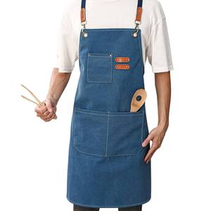 Cotton Bib Apron Front Pocket Wholesale Custom Logo Sleeveless <b>Kitchen</b> Cooking Baking Household OEM India - Product Image 6