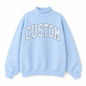 Sweat-shirt à col montant pour femme OEM ODM, broderie de logo personnalisée, molleton doux en coton, pull oversize à pois en coton - Product Image 2