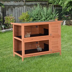 Casa per animali domestici in Guinea da 54 pollici arancione a 2 livelli con divisori rimovibili e vassoi estraibili - Product Image 2