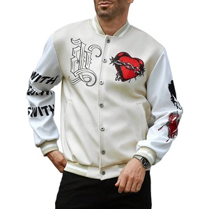 High Street hommes décontracté hiver varsité veste laine brodé Hip-Hop Design soie réversible pour printemps automne Baseball - Product Image 4