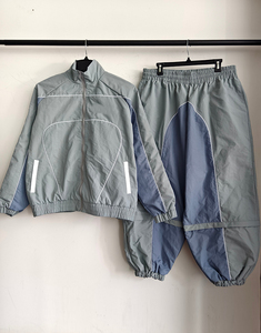 เสื้อแจ็คเก็ตผู้ชายสีเทา-น้ำเงิน แบรนด์ Oem แบบมีซิป กันน้ำ มีฮู้ด ระบายอากาศได้ดี ผลิตจากไนลอน 100% สไตล์สปอร์ต เหมาะสำหรับใส่ในฤดูใบไม้ร่วง - Product Image 1