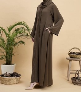 2026 New Style Modest Abaya Robe Islamic Clothing Front Open Muslim Women Long Dress Polyester Floral V Neck Gulf Clothing - Product Image 6