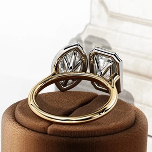แหวนประดับเพชรที่โตขึ้นรูปสามก้อนกลมและมรกตตัดเป็นวงแหวนทอง14K/18K แต่งงานแต่งงานแต่งงานแต่งงาน - Product Image 5