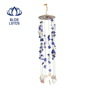 Natural Seashell Die Cut Customized Windmill Handmade <b>Beach</b> Style Flower Hanging Craft Home Garden Patio Decor Gifts BLUE LOTUS - Product Image 2