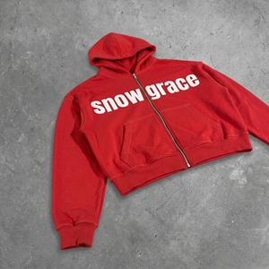 Snowgrace <b>Red</b> Zip-Up Hoodie <b>Men's</b> Casual French Terry Hooded <b>Sweatshirt</b> Regular Fit Autumn Wear - Product Image 6