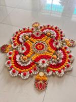 Support de bougie chauffe-plat indien traditionnel Rangoli, fleurs artificielles, métal, écologique, décoration extérieure pour bougies chauffe-plat, maison, mariage, fête