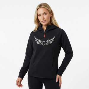 Sudadera con Capucha Negra para Hombre, Cierre de Cremallera de un Cuarto, Corte Regular, Forro Polar, Manga Larga, Estilo Casual para Otoño - Product Image 5