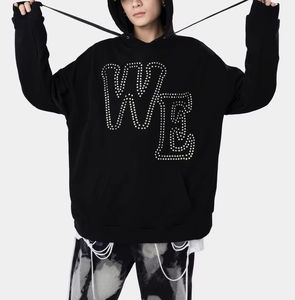 Streetwear Custom Heavyweight Cotton Stone Acid Wash All Over Printing <b>Rhinestone</b> Zip Up Hoodie <b>Jacket</b> For Men Couples Matching - Product Image 3
