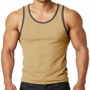 MILIENZ SPORTS APPAREL Camiseta sin mangas para hombre con bloques de color, cuello alto, transpirable, de punto, 100% algodón, formal, estampado de leopardo, azul, ODM - Product Image 4