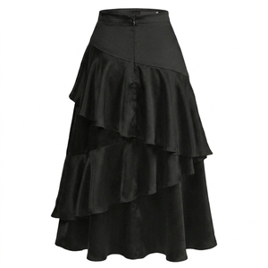 Jupes à volants taille haute personnalisées pour femmes, jupe longue asymétrique élégante, vente en gros, tenue de soirée - Product Image 3